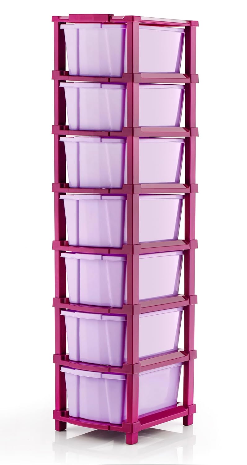 AZZOTE Drawer Multipurpose Drawer Plastic Modular Chest Storage Organizer Home, Office, Parlor, School, Doctors, Home & Kids(MAGENTA PURPLE)