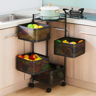 AZZOTE Kitchen Trolley with Wheels, Kitchen Organizer Items and Storage Solutions for Squre Kitchen Organizer and Kitchen Accessories Items