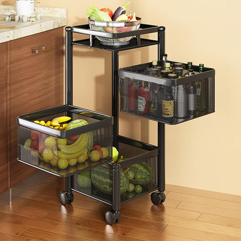 AZZOTE Kitchen Trolley with Wheels, Kitchen Organizer Items and Storage Solutions for Squre Kitchen Organizer and Kitchen Accessories Items