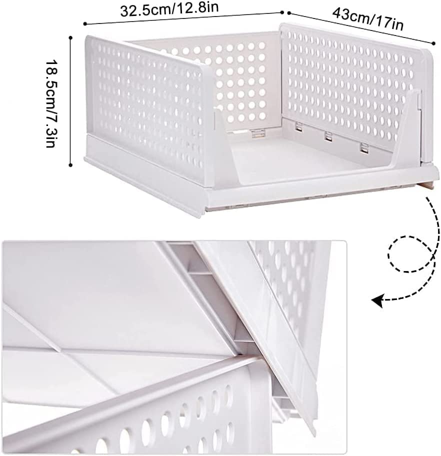 Clothes Organizer For Wardrobe Cupboard Organizer For Clothes AZZOTE Foldable And Stackable Closet Organizer Drawer Organizer For Clothes (White)