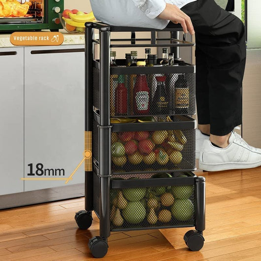 AZZOTE Kitchen Trolley with Wheels, Kitchen Organizer Items and Storage Solutions for Squre Kitchen Organizer and Kitchen Accessories Items