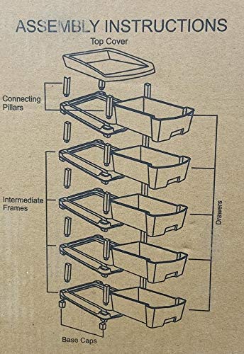 AZZOTE Drawer Multipurpose Plastic Modular Chest Storage Organizer for Home, Office, School, and More - 6 Drawers, Easy Assembly, Durable (Grey-Black)